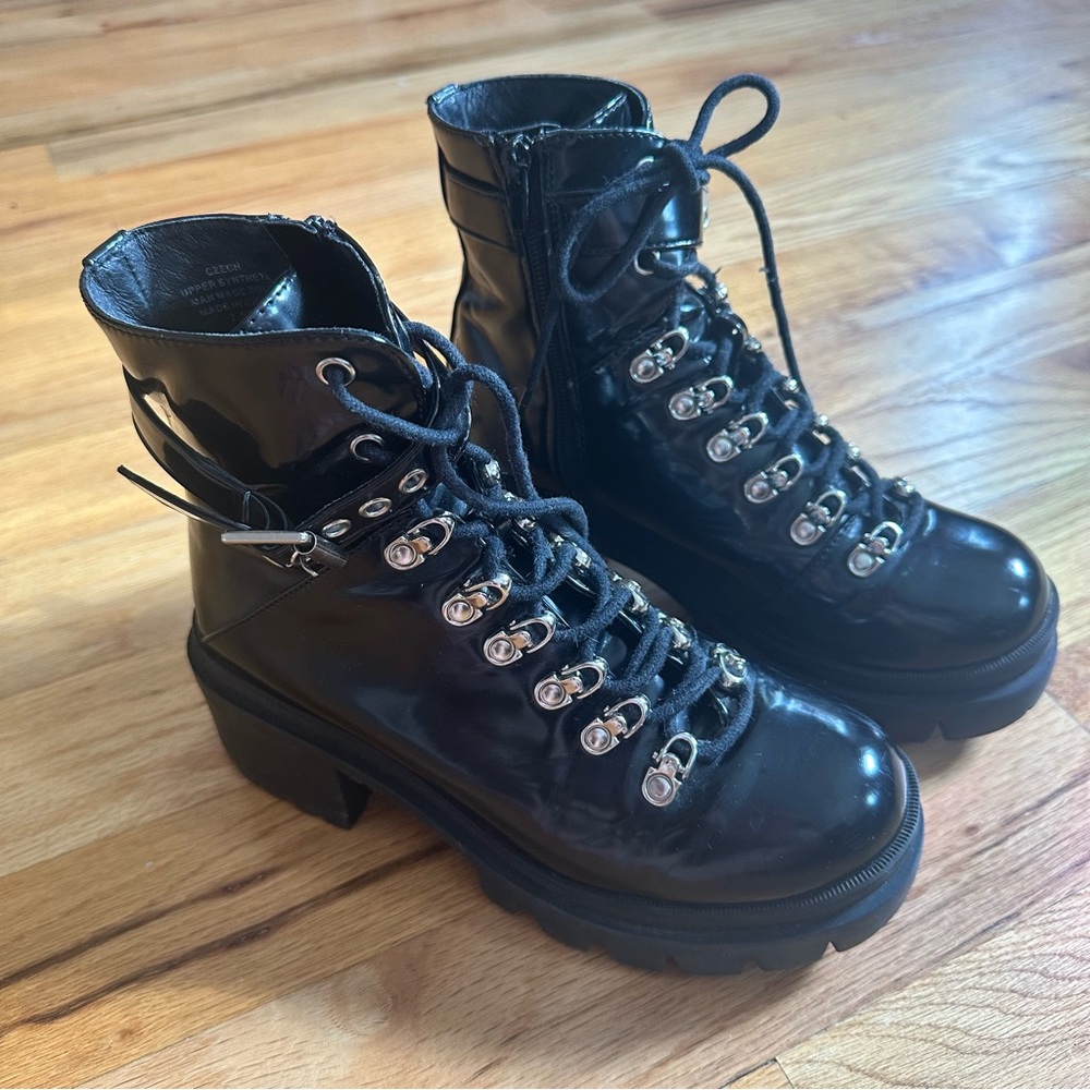 Jeffrey Campbell Black Lace-Up Ankle Boots